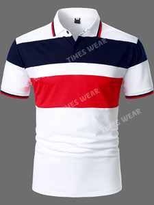 Polo a rayas para hombre, camisa de alta calidad con diseño de bloque de Color - Product Image 2