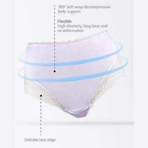 กางเกงคุณแม่ยกสูงดีไซน์เอวสูงกันการรั่วซึมผ้าฝ้ายอ่อนโยน100% ถักทอที่น่าทึ่งสำหรับทุกวัน - Product Image 3