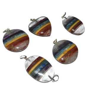 Colgantes de formas mixtas con chakras, piedras curativas naturales, cristales de exportación de 30-40 mm, colores chakra - Product Image 1