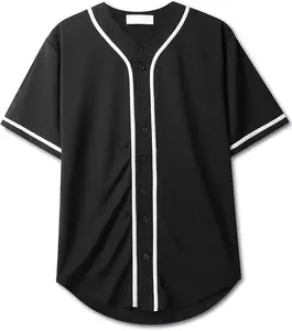 מותאם אישית רגיל שחור בייסבול ג 'רזי לבן חליפת פסי Mens בייסבול ג' רזי כפתור למטה חולצות פעיל צוות ספורט מדים