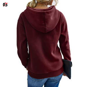 Vente en gros de sweats à capuche pour femmes pull manches longues Patchwork Service OEM 100% coton polaire - Product Image 2