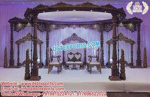 Gujarati boda madera Pavo Real Mandap Londres nueva madera tallada boda Mandap tradicional matrimonio dorado madera Mandap Reino Unido - Product Image 6