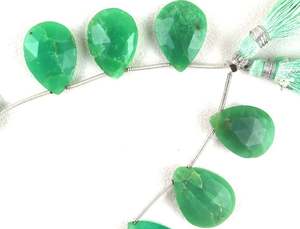 9 Pièces Facettes Poire Forme Briolette Perles Naturel Chrysoprase Gemme Vert pour Faire DIY Bracelet Collier ou Boucle D'oreille - Product Image 2