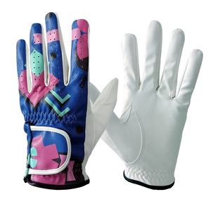 Gants de golf respirants Cabretta en cuir de mouton de haute qualité pour hommes en blanc bleu Poignées antidérapantes au design personnalisé pour le sport - Product Image 1