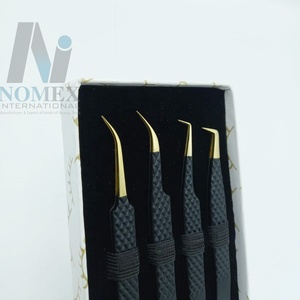 แหนบต่อขนตาคุณภาพสูง สแตนเลสสตีล ปลายเคลือบทอง จับถนัดมือ ดีไซน์เพชร สำหรับดูแลขนตาแบบวอลลุ่ม - Product Image 5