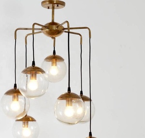 Milieu du siècle moderne métal bulles lampe Style contemporain laiton cuivre verre lampe de Table peint décor à la maison extérieur noël - Product Image 2