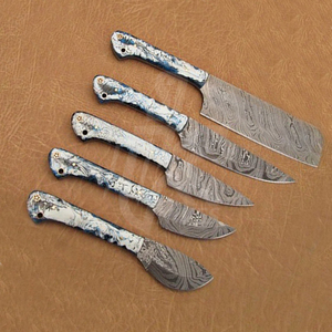 Sizzling-Juego de cuchillos de cocina profesional, hoja fija de acero de Damasco, hecho a mano, con mango de resina, 5 uds. - Product Image 5