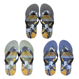 最优惠的价格夏季热带印花设计双层eva外底男士人字拖夏季拖鞋用于户外海滩