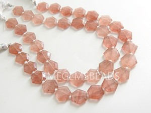 ลูกปัดหินสตรอเบอร์รี่ควอตซ์ทรงหกเหลี่ยมเจียระไนด้วยมือ 20 เม็ด/เส้น ขนาดประมาณ 12x12 ถึง 11x11 มม. สีชมพูแบบสั่งทำพิเศษ พร้อมใบรับรอง เหมาะสำหรับเป็นของขวัญ - Product Image 5