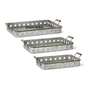 Indio antiguo galvanizado bandeja Rectangular de corte de forma diseñado estilo de moda de Metal galvanizado bandeja - Product Image 4