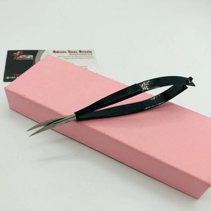 Ciseaux de manucure de beauté noirs pour extensions de sourcils et de cils lame en acier inoxydable à pointe incurvée extra pointue - Product Image 5