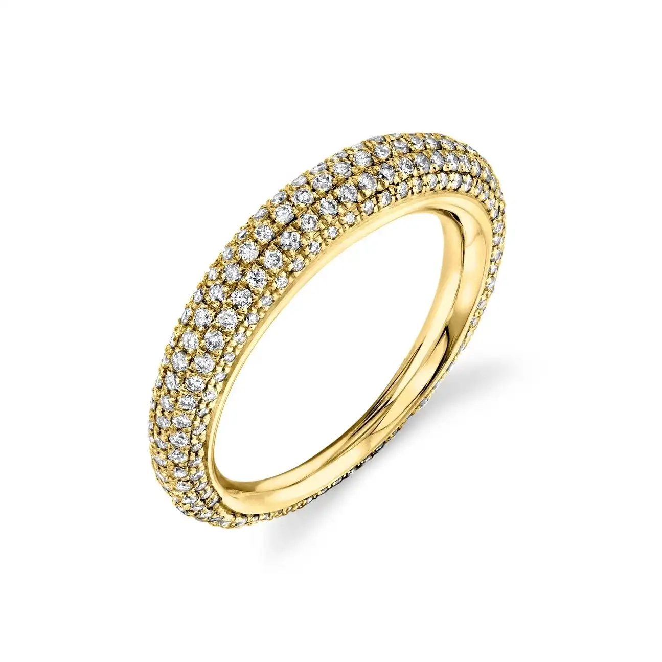 LOZRUNVE 925 Sterling Silver 14k Gold 18k Gold Vermeil Plated Full Pave Diamond CZ Dome Chunky Luxury Ring