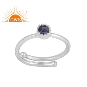 Bague en argent Sterling 925 ajustable avec des pierres précieuses, anneau ajustable, fabrication de pierres précieuses naturelles, fournisseur de bague - Product Image 1
