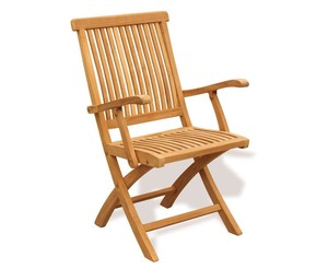 Teak Wood Durable Folding Garden <b>Chair</b> with Armrests <b>Rustic</b> Outdoor Furniture Tapered Leg Design - Product Image 4