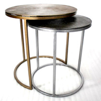 Ensemble de tables d'appoint modernes en forme de C |   Tables basses rondes en fer, aluminium, or et argent pour salon, chambre, canapé, café, décoration intérieure