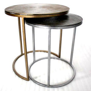 Luxury Iron and Aluminum <b>C</b> <b>Shape</b> Nested Side <b>Table</b> Set for Living Room Bedroom Sofa Cafe Hotel Furniture Wholesale Bulk Buyers - Product Image 1