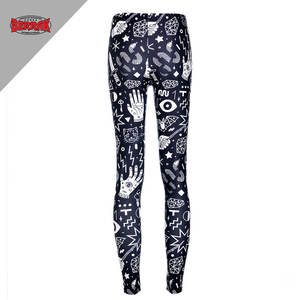 Leggings de cintura alta punk rock Harajuku para mujer, pantalones de entrenamiento de realce, fitness, sexy, estampado 3d, Witchy, talla grande - Product Image 2