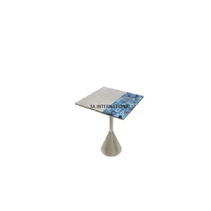 High Quality Living Room Furniture Coffee Table Breakfast Organizer <b>Corner</b> Table Gold Finished Stylish Marble Top Side Table - Product Image 1