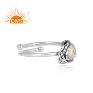 Natural Howlite <b>Adjustable</b> <b>Ring</b> 925 Sterling Silver Triangular Woman's Anniversary <b>Ring</b> Jewelry Gemstone Jewelry Manufacturer - Product Image 3