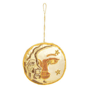 Décorations de Noël en forme de soleil, faites à la main, brodées, perlées, en velours satiné doré, 4 pouces ou 10 cm - Product Image 2