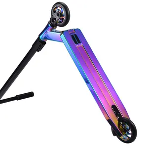 Yeni gökkuşağı neo krom 110mm alüminyum tekerlekler trick freestyle scooter profesyonel akrobasi skuter