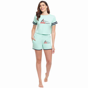 Conjunto de verano para mujer, camiseta informal con pantalón corto, talla grande, para dormir - Product Image 6