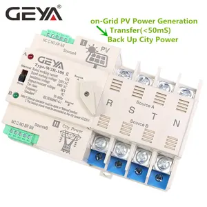 NEW GEYA Grid PV System Power Transfer To City Power Dual Power Automatic Transfer Switch Din Rail 4P 63A AC220V ATS