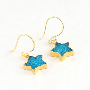 Pendientes colgantes con forma de estrella para mujer, aretes de gota de azúcar azul cielo natural, con galvanizado, directos de fábrica - Product Image 1