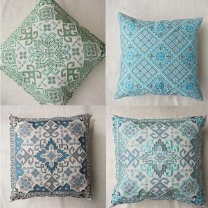 ตกแต่ง Chambray เครื่องเย็บปักถักร้อย16X16เบาะคลุมด้วยกระจกทำงานแบบดั้งเดิมเบาะครอบคลุม - Product Image 5