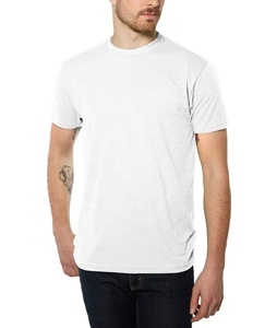 T-shirt teint uni personnalisé pour hommes, tenue décontractée d'été douce, tissu mélangé en poly coton, style tricoté confortable - Product Image 1