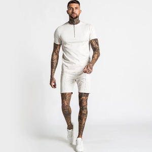 Custom Logo Short Sleeve <b>T</b> <b>Shirt</b> and Shorts in 100% Cotton Material Quick <b>Dry</b> Loose Gym <b>T</b>-<b>shirts</b> for <b>Men</b> Fitness Summer Set - Product Image 4