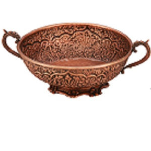 Handiya de Cobre Antiguo, Artículo Decorativo Indio Antiguo, Handi de Cobre Único y Antiguo, Plato Antiguo Tallado a Mano - Product Image 1