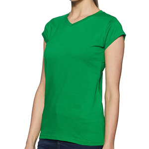 Camiseta verde personalizada para mujer, camiseta lisa negra para mujer, Camiseta de algodón en blanco - Product Image 3