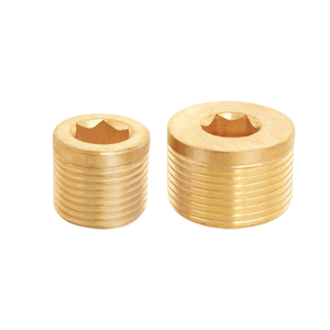 Bán buôn <span class=keywords><strong>NPT</strong></span> chủ đề Brass dừng cắm với Allen Key Phụ kiện đường ống 8-32 Brass phích cắm Brass kiểm tra cắm nhà sản xuất - Product Image 1