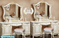 Table console et miroir en bois doré métallisé, table console et miroir en bois doré, ensemble table console et miroir en bois design, pas cher