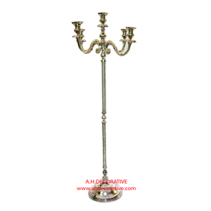 Centros de mesa de candelabro de plata para decoraciones de boda, portavelas de aluminio con acabado alto brillante, 5 brazos, para suelo - Product Image 3
