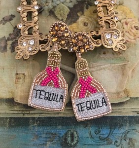 Pendiente de Tequila rosa, botella, pendiente de semilla, ducha nupcial, aniversario, fiesta de boda, regalo para ella - Product Image 1