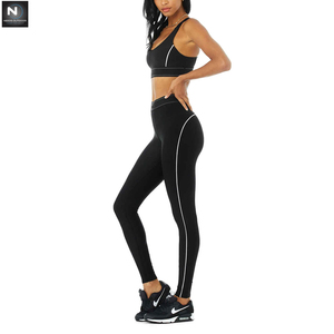 Conjunto de Sujetador deportivo negro para mujer, mallas de Fitness, Yoga, entrenamiento, 2 piezas, para exteriores - Product Image 4