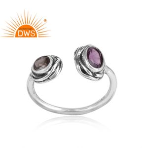 Bague ouvrable en améthyste naturelle et iolite, en argent sterling 925, fournisseur de bijoux - Product Image 2