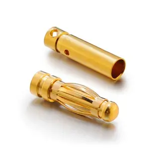 Conector de banana banhado a ouro 24k, conector de banana personalizado de 3mm, plug e soquete, terminal de latão