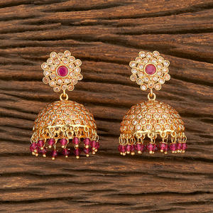 Boucles d'oreilles Jhumki antiques en plaqué or, livraison gratuite, 16667 - Product Image 1