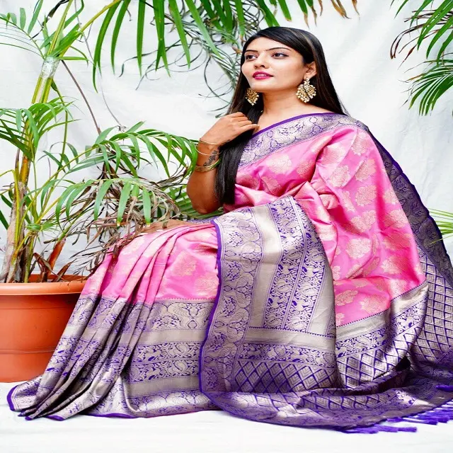Vrouwen Zachte Zijde Groothandel Saree Sari