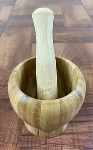 Mortero de madera 100% Natural, forma redonda lisa y estilo superior, tamaño de 14cm y 3 tamaños diferentes, color madera rústica - Product Image 6