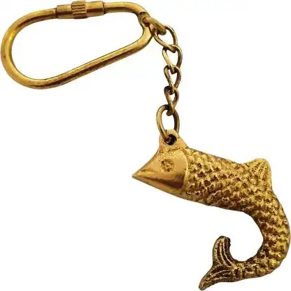 Chaveiro de peixe de bronze feito à mão item clássico náutico. Porta-chaves, chaveiro