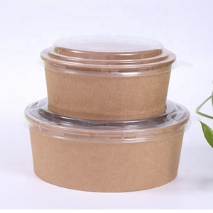 eco-friendly disposable food container kraft paper with plastic lids