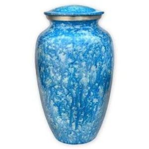 Urnas funerarias de Metal para adultos, urnas de cremación de cenizas de Metal, aluminio, azul, con estampado, estilo americano/europeo - Product Image 2