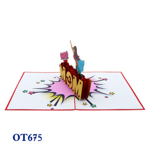 Super Mom 1 Pop-Up 3D carte de voeux découpée au laser fleurs en papier faites à la main meilleur vendeur cadeau d'anniversaire de mariage en gros Kirigami - Product Image 3
