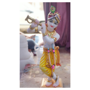 Magnifique Statue de Krishna en marbre peinte à la main - Product Image 1