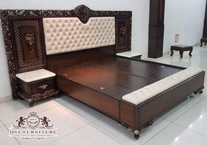 Modern Wooden King Size Bed for Sale Walnut Finish Modern Bed With Nightstands Modern Contemporary Design Bedroom Furniture - Product Image 2