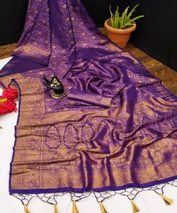 Banarasi soie jacquard saree avec chemisier vêtements pour femmes dames fête festival vêtements quotidiens doux coton soie sari en gros bas prix ApparelGarment - Product Image 4